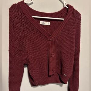Hollister Maroon Cropped Cardigan